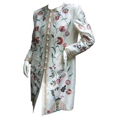 Exotic Haute Couture Embroidered Satin Coat by Max Nugus