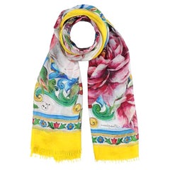 Dolce & Gabbana Multicolor Cashmere Blend Sicily Majolica Rose Scarf Wrap Floral