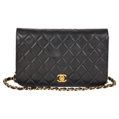 Chanel BLACK QUILTED LAMBSKIN VINTAGE SMALL CLASSIC SINGLE FULL FLAP BAG