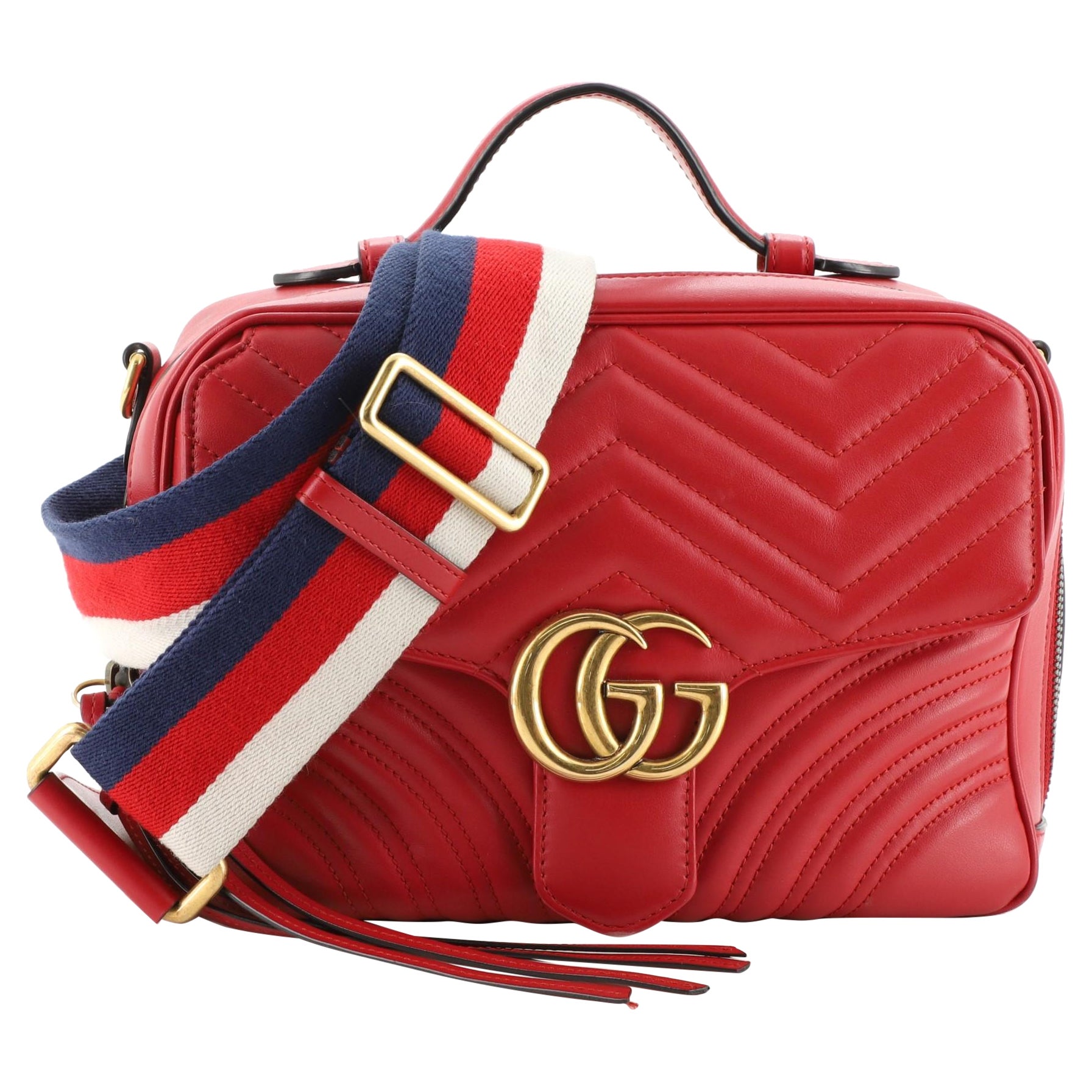 Gucci GG Marmont Zip Around Camera Bag Matelasse Leather Small at