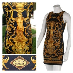 Vintage Iconic Atelier Gianni Versace Couture SS 1992 Baroque Black Medusa Mini Dress