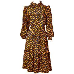 Yves Saint Laurent Silk Polka Dot Smock Dress