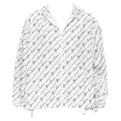 Veste à capuche VERSACE Gianni Signature en nylon blanc à capuche IT54 XXL, neuve