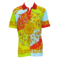 new VERSACE Barocco Acanthus Pop print cotton summer polo shirt M