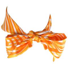 Hermes Orange and Yellow Stripe Twilly Scarf