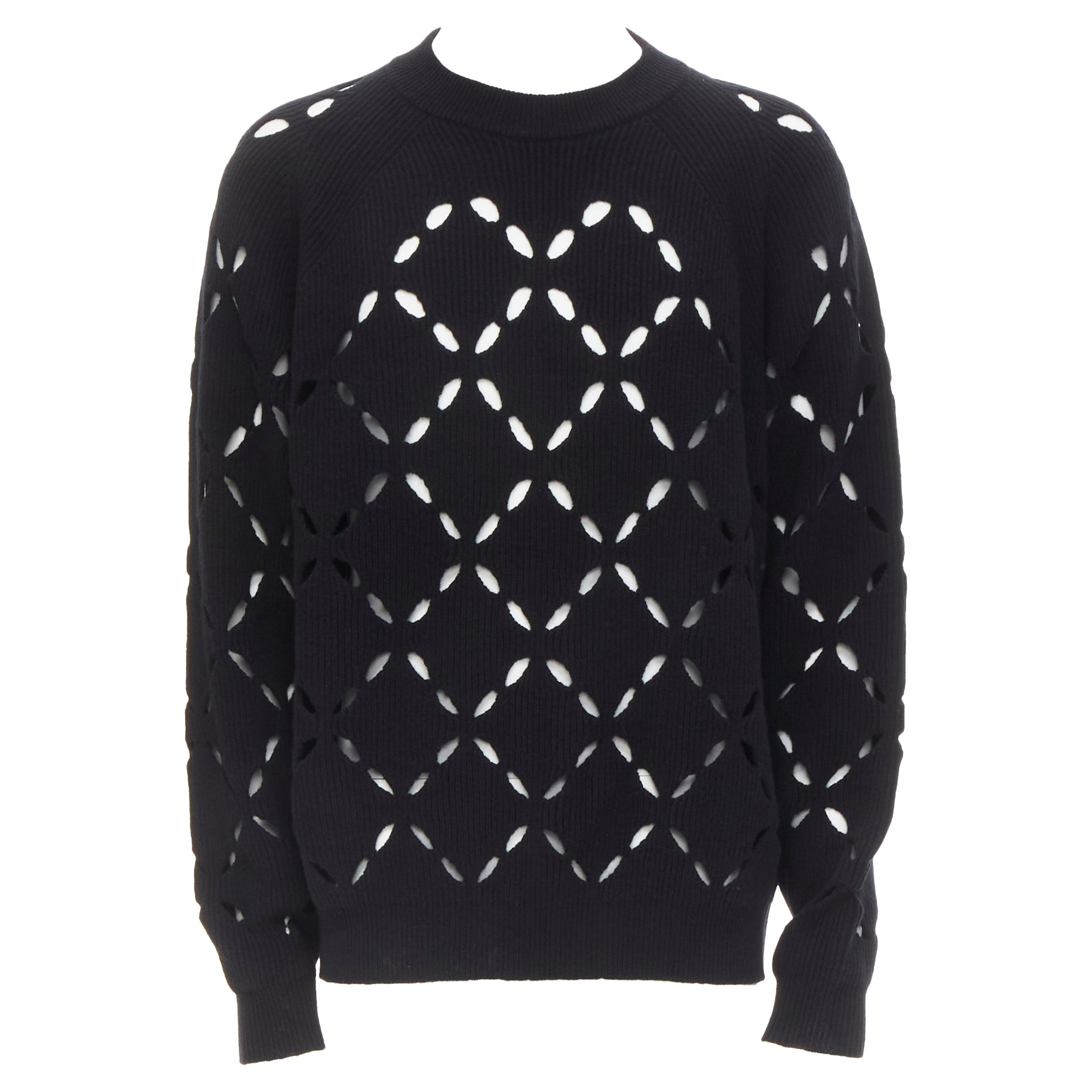 Versace black knit wool sweater with fur For Sale at 1stDibs
