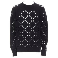 new VERSACE 100% wool black diamond cut out Medusa stud sweater EU52 XL
