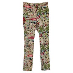 John Galliano Cafe Society Print Vintage Trousers, Rare Trousers, 1999''s