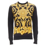 new VERSACE black gold Barocco Hibiscus Medusa 100% silk knit sweater IT48  M at 1stDibs | black and gold sweater, black and gold versace sweater, versace  sweater black gold