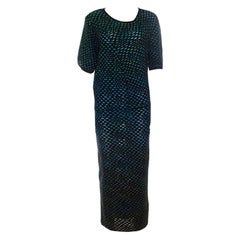 M Missoni Multicolor Dobby Knit Short Sleeve Maxi Dress S
