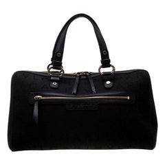 Bvlgari Black Logo Canvas Satchel