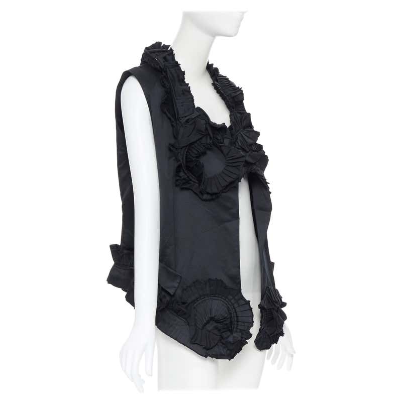 YVES SAINT LAURENT SS10 black cotton ruffle sleeve victorian collar ...