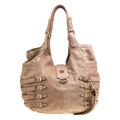 Jimmy Choo - Borsa a spalla con fibbia Bardia in pelle traforata oro