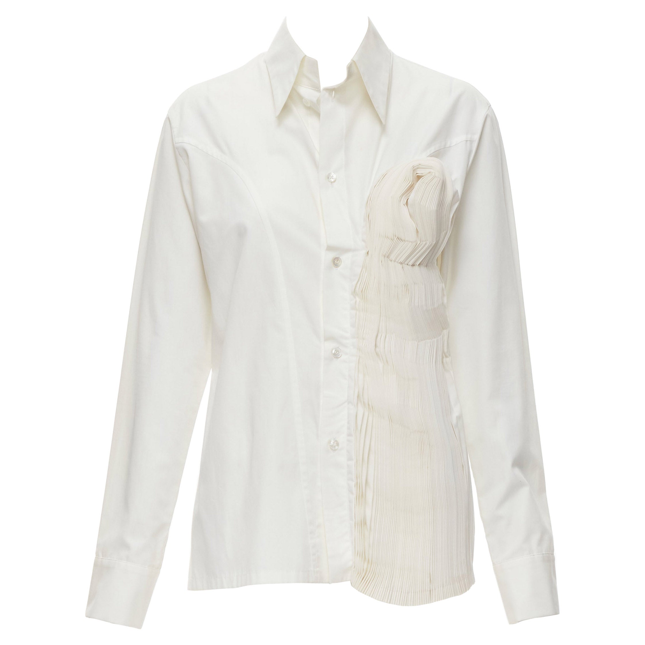 YOHJI YAMAMOTO 2015 white Madam Gres inspired knife pleat shirt For Sale