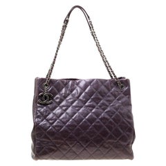 Chanel Burgundy Quilted Caviar Leather Tote