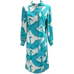 1970s Hand Screened Thai Cotton Shirt Dress with 11