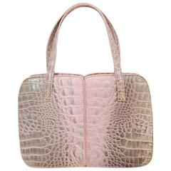 Exquisite Emanuel Ungaro Pink and Grey Alligator Handbag