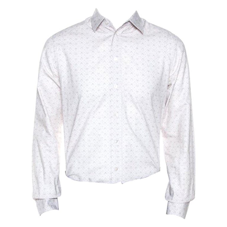 Louis Vuitton Off White Printed Cotton Long Sleeve Shirt M For Sale at  1stDibs
