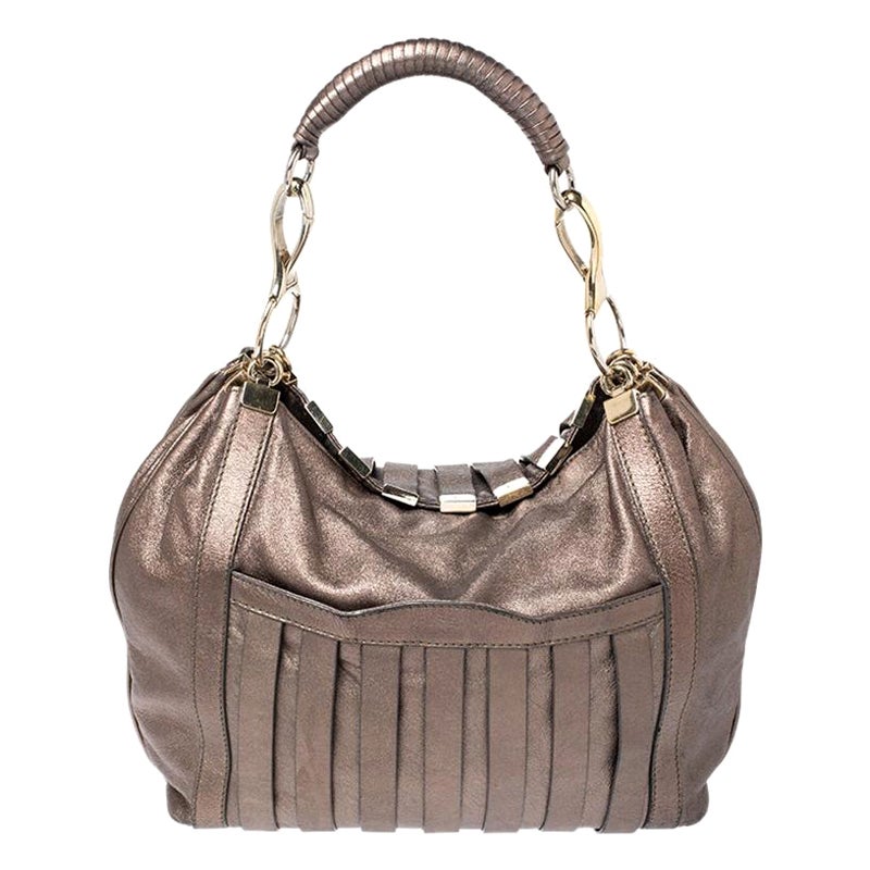 Versace Metallic Striped Leather Hobo