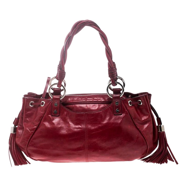 Givenchy Red Leather Drawstring Shoulder Bag For Sale