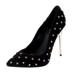 Alexander McQueen Black Suede Studded Pointed Toe Pumps Size 37