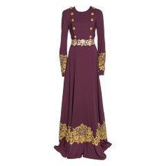Dolce &amp; Gabbana Bordeauxfarbenes Kleid aus Stretch-Crêpe und Lurex mit Spitzenbesatz, M