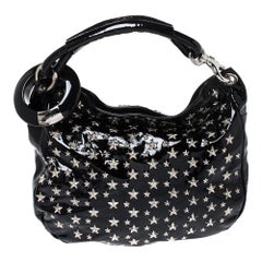 Jimmy Choo Black Patent Leather Small Star Studded Solar Hobo