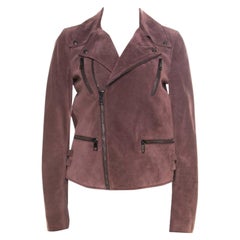 Gucci Dull Purple Suede Biker Jacket S