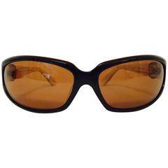 Kieselstein-Cord Wraparound Latte Sunglasses With Amber Tint 2