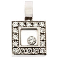 Chopard Pendentif carré Happy Diamond en or blanc 18 carats