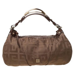 Givenchy, borsa marrone in tela e pelle con monogramma