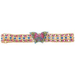 Kenneth Jay Lane Butterfly Buckle Jeweled Belt, Circa 1960's