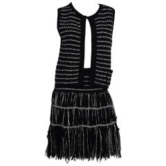 Chanel 2010A Black & White Cashmere/Wool Cardigan Vest and Skirt