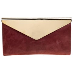 Used Jimmy Choo Burgundy Shimmering Leather Charlize Clutch
