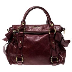 Miu Miu Borsa con manico superiore in pelle Vitello Lux rossa