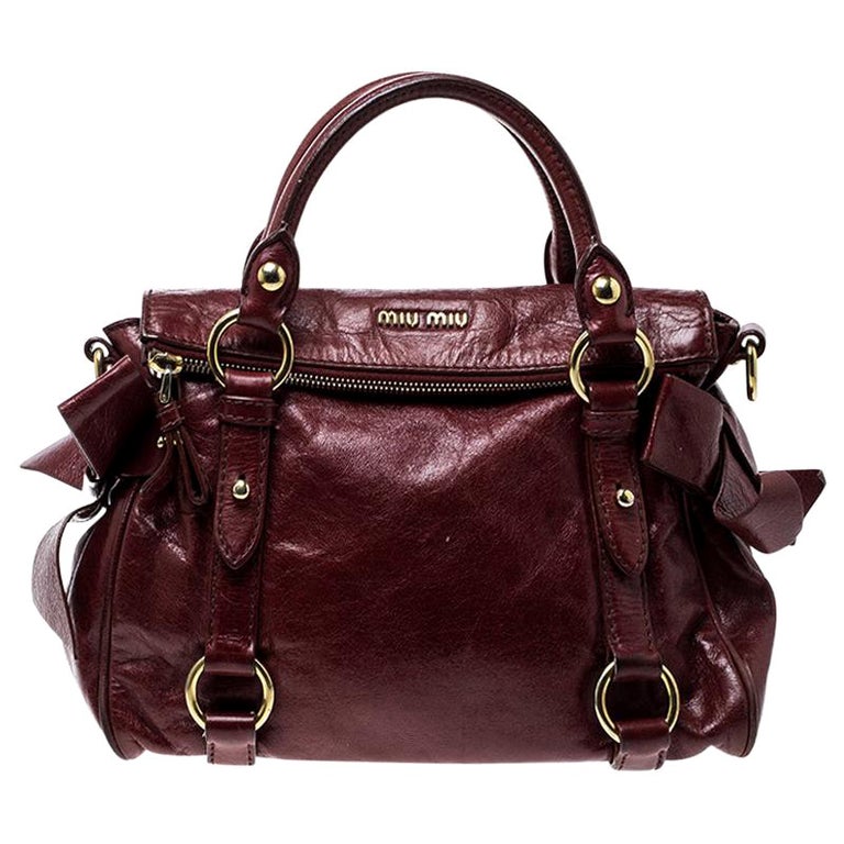 Miu Miu Red Vitello Lux Leather Bow Top Handle Bag at 1stDibs
