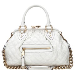 Marc Jacobs Ivory Quilted Leather Stam Satchel