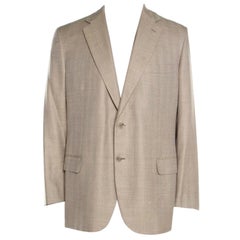 Brioni Beige Houndstooth Pattern Parlamento Blazer 2XL