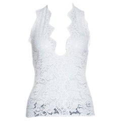 Stella McCartney Weißes Spitzen-Top mit Wellenschliff und Neckholder S