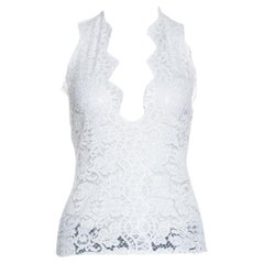 Stella McCartney White Lace Scalloped Halter Neck Top S