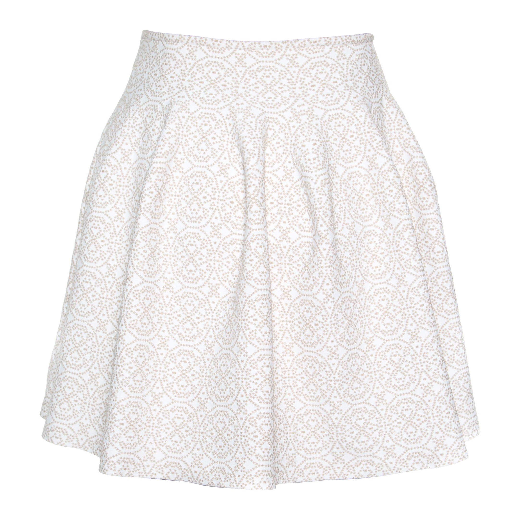 LOUIS VUITTON Cotton Poplin Flounce Skirt White. Size 40