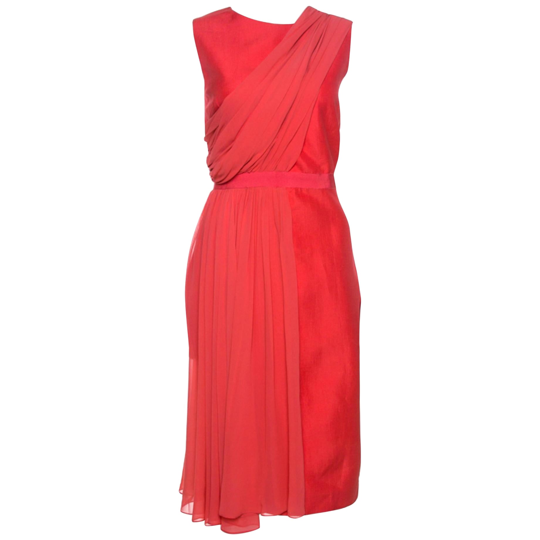 Giambattista Valli Pink Silk Jersey Ruffled Bodice Strapless Gown M at ...