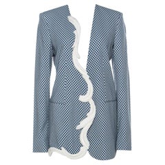 Stella McCartney Blue & White Print Heavy Applique Detail Oversized Blazer M