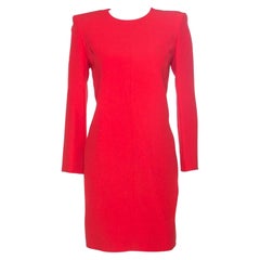 Givenchy Red Crepe Padded Shoulder Shift Dress S