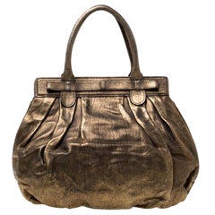 Zagliani Gold/Schwarzes Leder Puffy Hobo