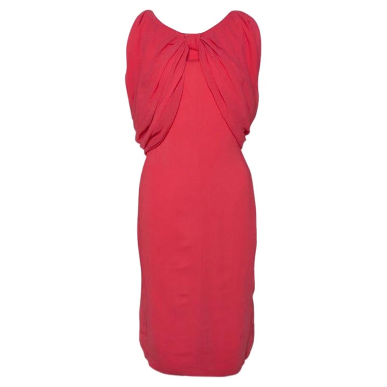 Max Mara Coral Pink Stretch Crepe Draped Sheath Dress L For Sale at 1stDibs