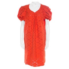Marni - Robe droite en dentelle de coton à fleurs Tangerine S
