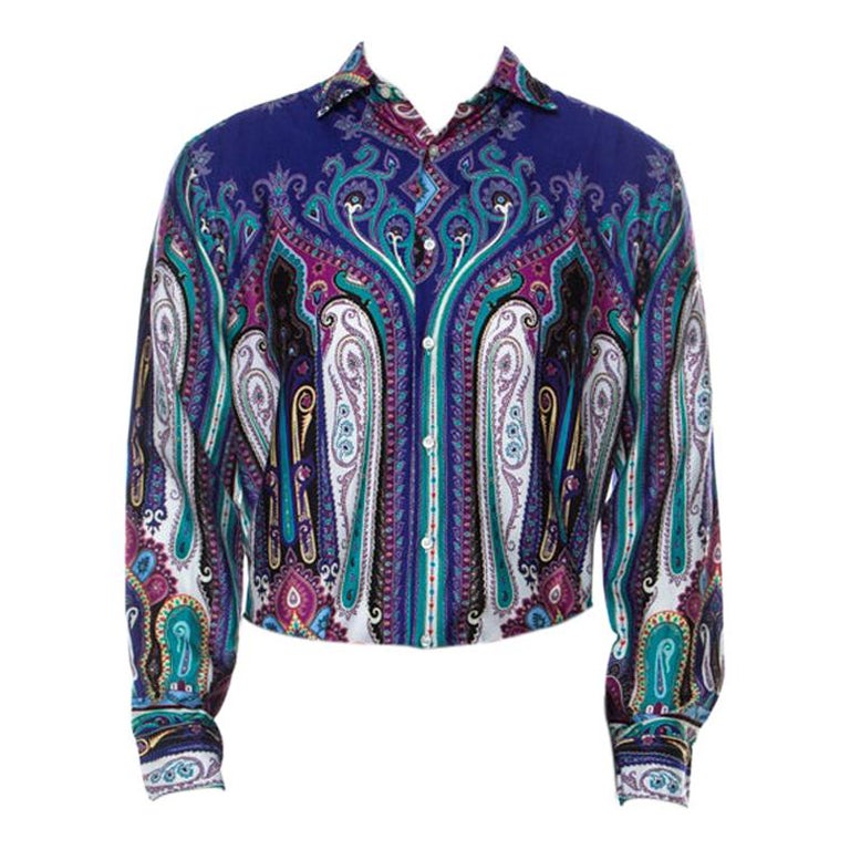 Etro Mehrfarbiges Hemd aus Baumwolle mit Paillettendruck L