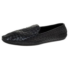 Bottega Veneta Black Intrecciato Leather Smoking Slippers Size 41
