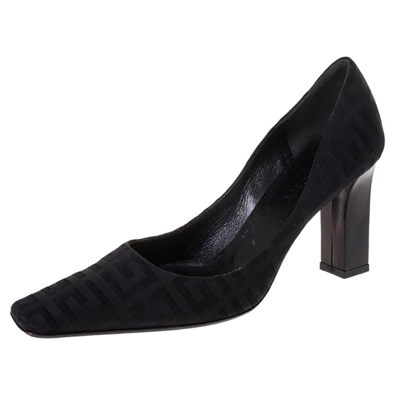 Givenchy Black Monogram Canvas Pumps Size 36.5 For Sale at 1stDibs